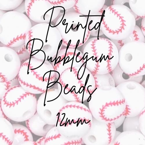 Baseball Printed Beads 20mm