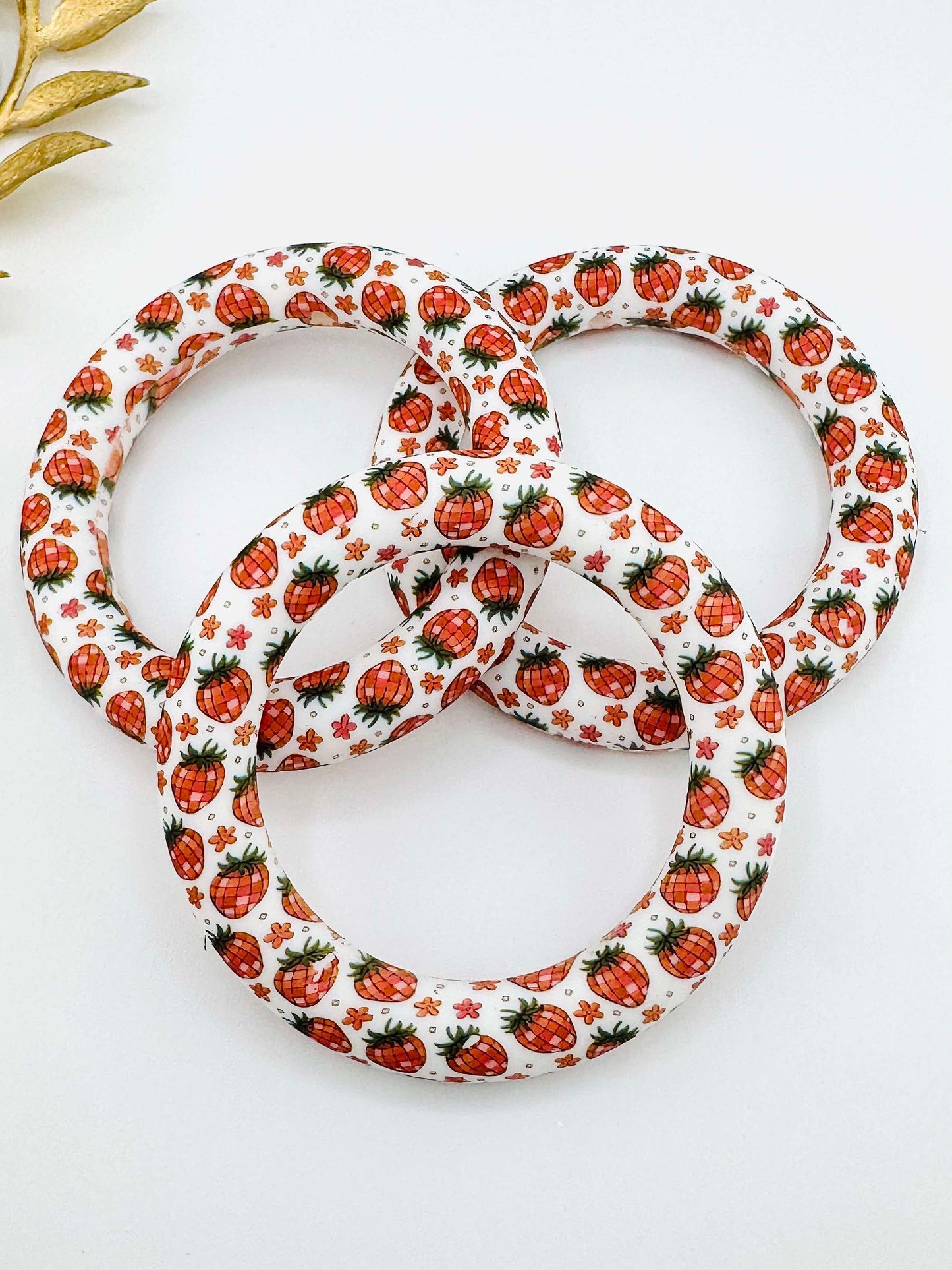 SP229-Disco Strawberry Printed Silicone Beads