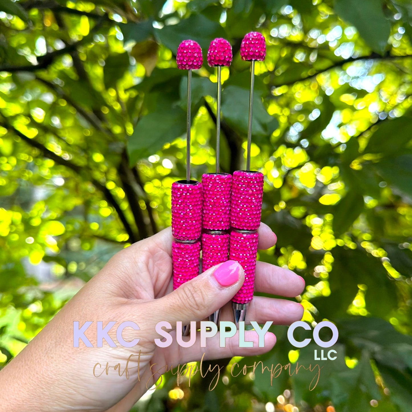 Fuchsia Rhinestone Beadable Pen