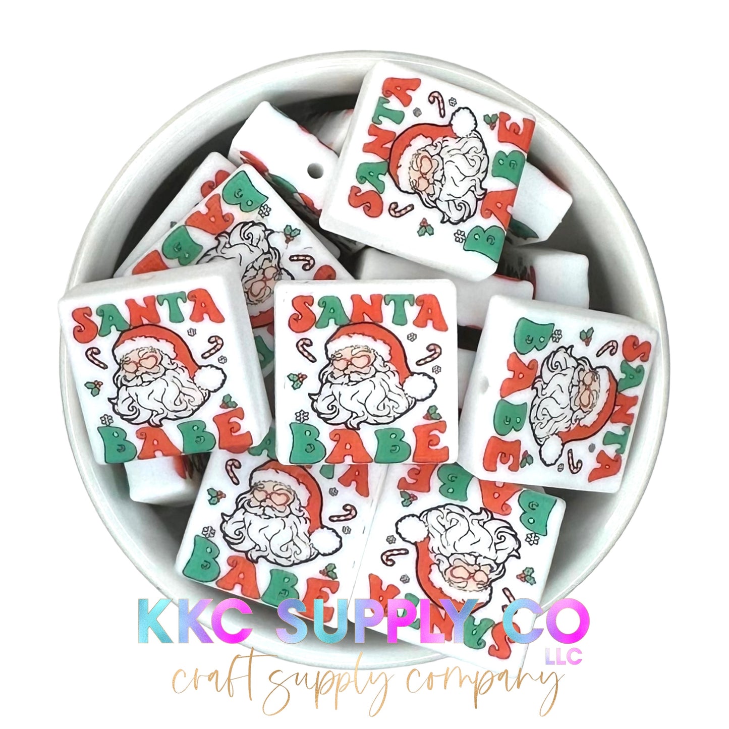 Santa Babe Square Silicone Focal Bead
