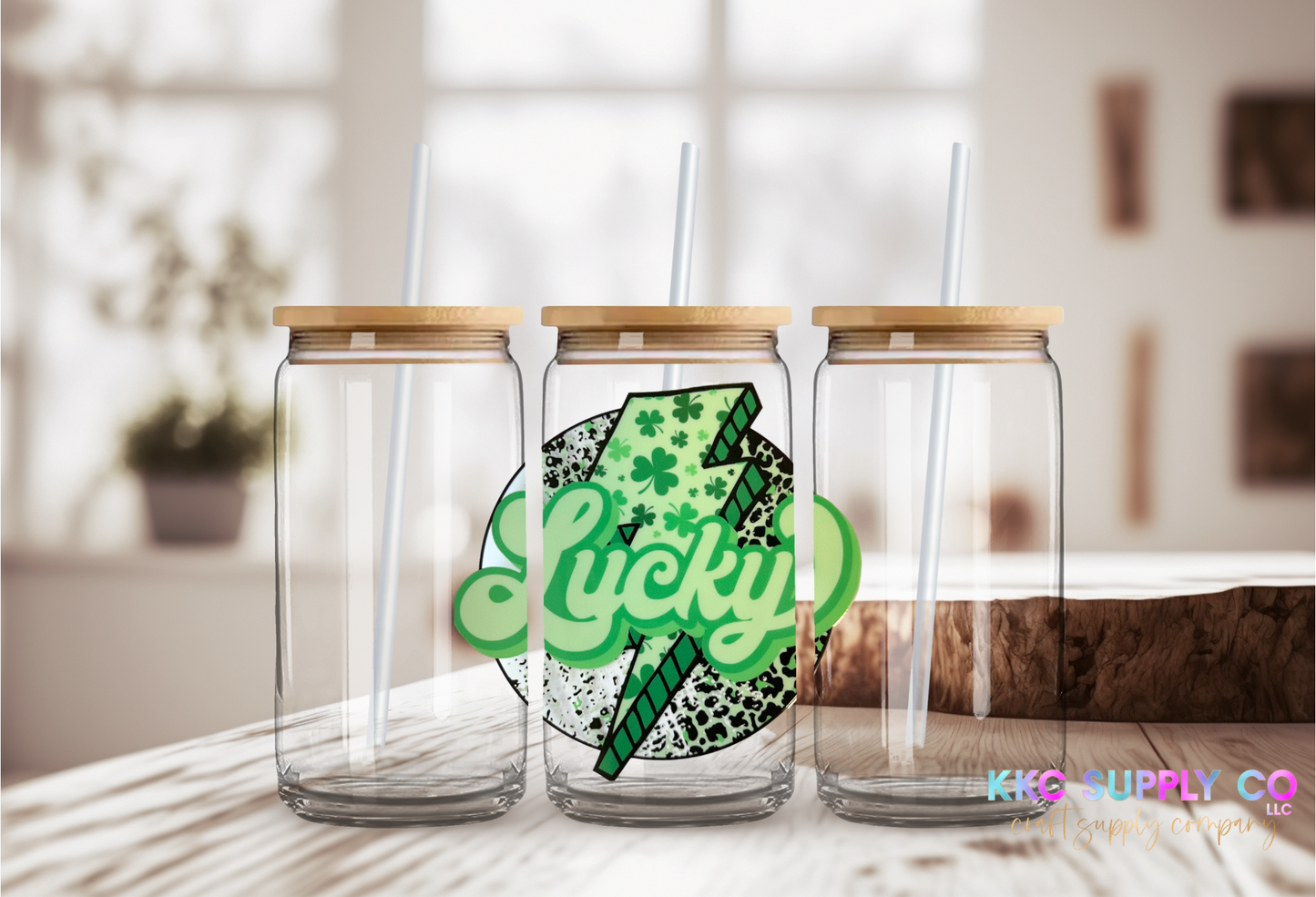 UV16333-Lucky Leopard Lightening Bolt 16oz UV DTF Decal