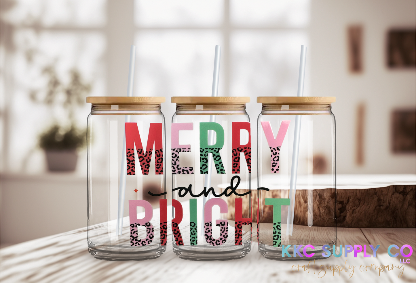 UV16208-Merry & Bright 16oz UV DTF Tumbler Large Decal