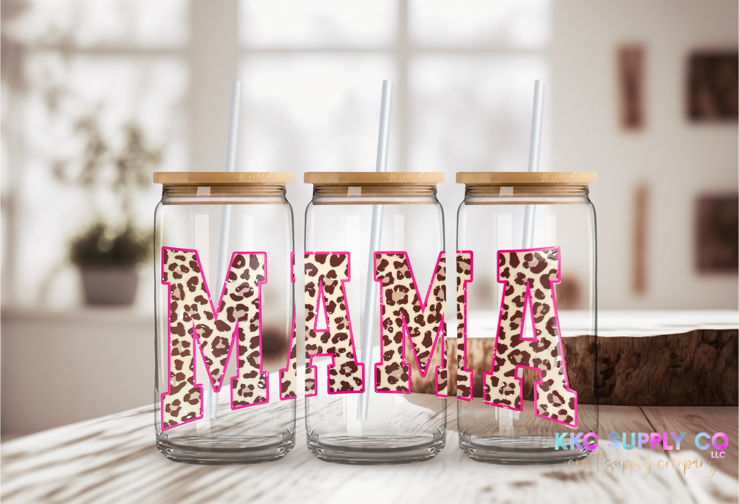 UV16323-Pink Leopard Mama 16oz UV DTF Large Decal