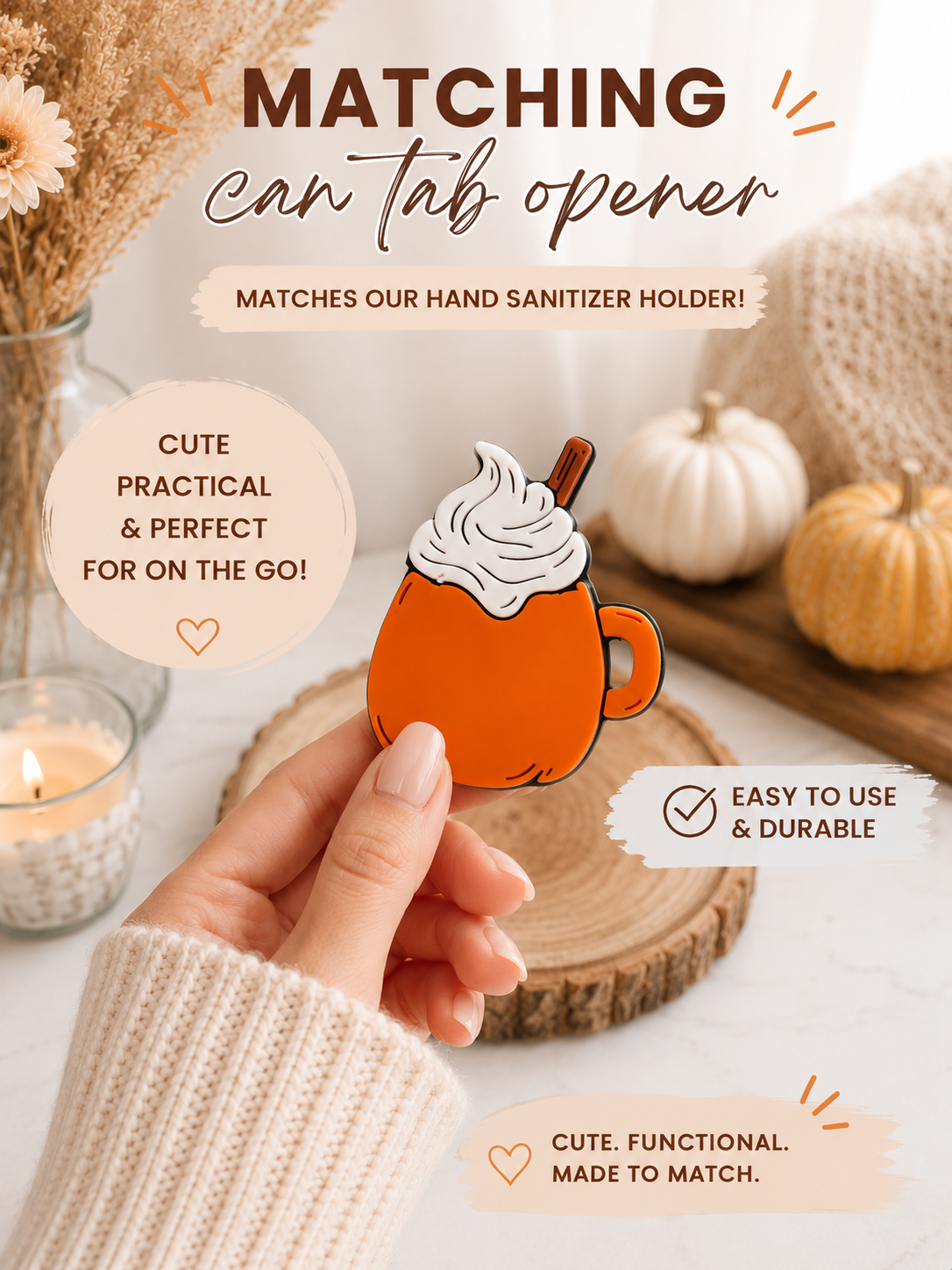 3D Printed Pumpkin Spice Soda Tab Opener Keychain