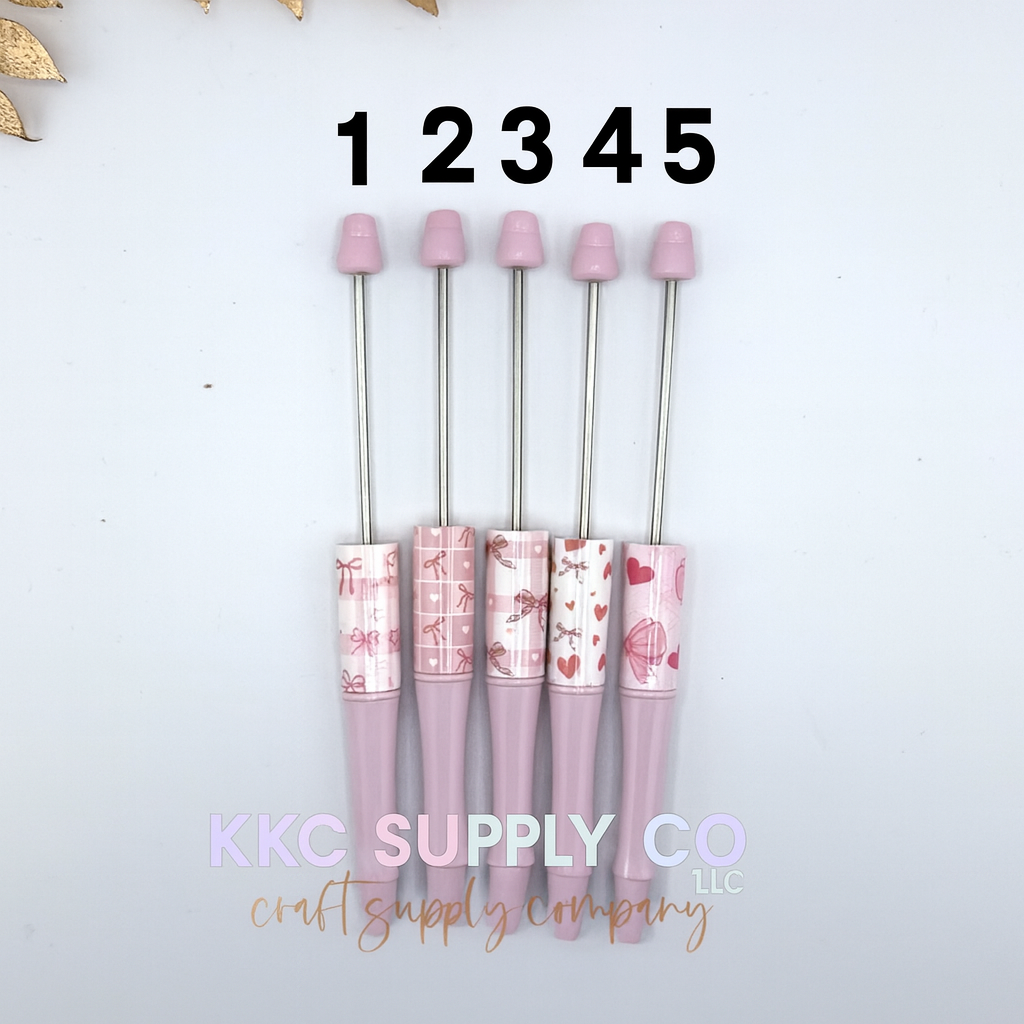 Pink Bow Plastic Beadable Pen Blanks