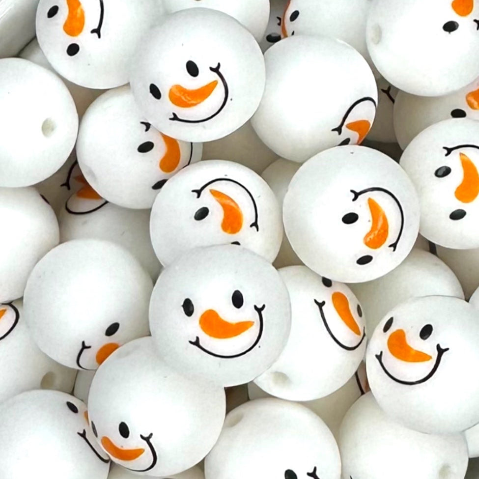 SP70-Snowman 15mm Silicone Printed Bead-Head