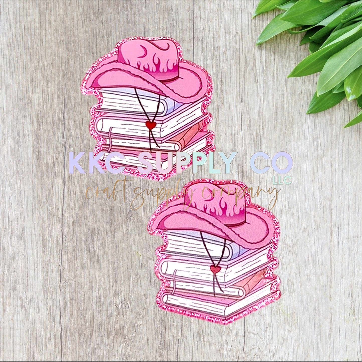 AT275-Cowboy Hat Book Stack-Acrylic Flatback