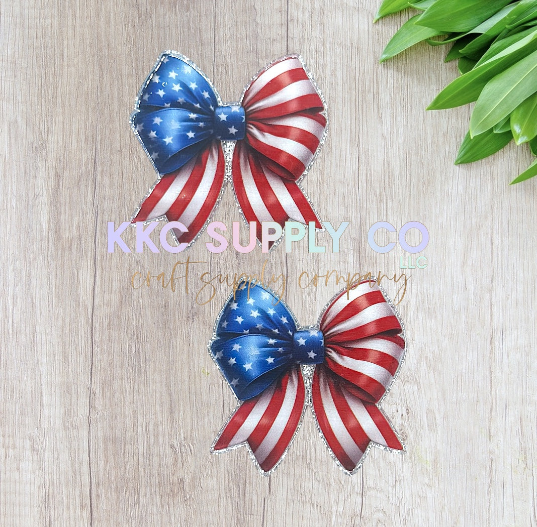 AT250-American Flag Bow-Acrylic Flatback