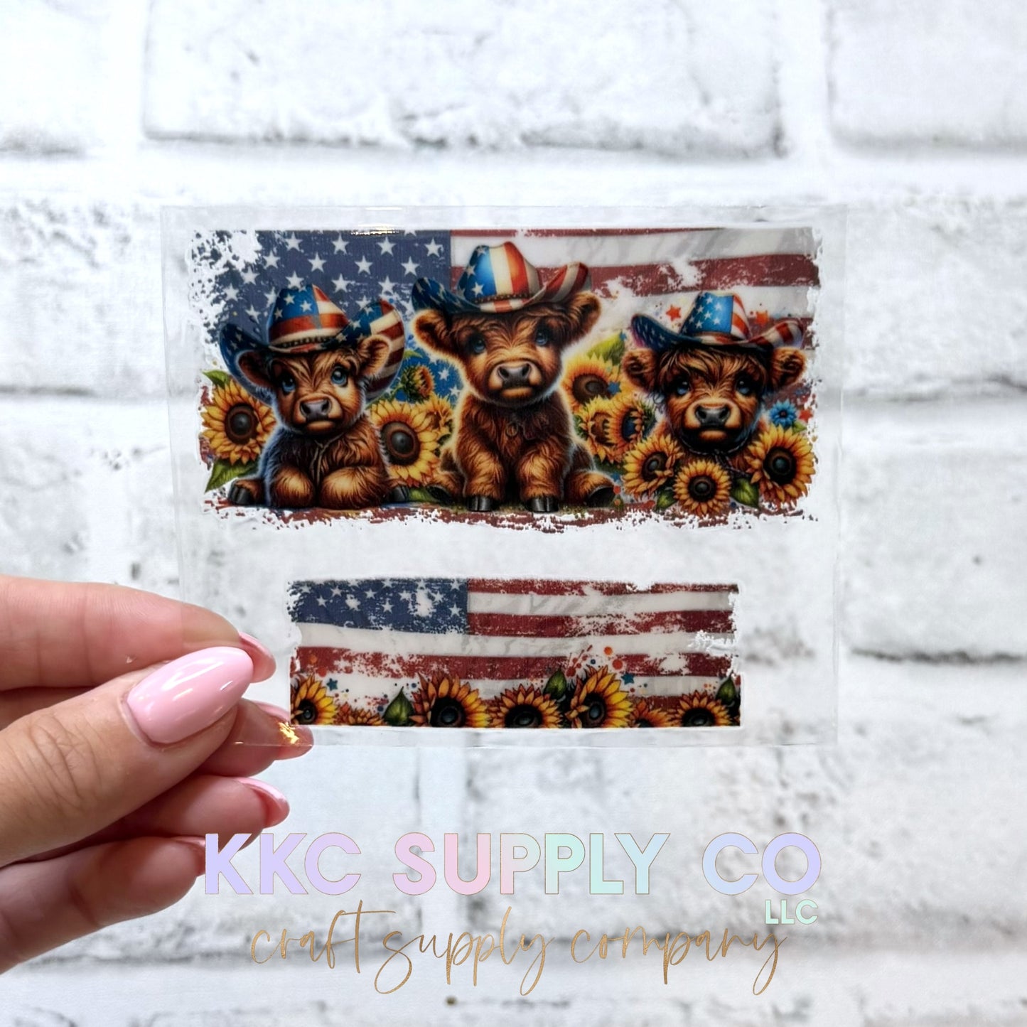 TKUV92-Patriotic Heifers-Mini Tumbler Keychain UV DTF Decal