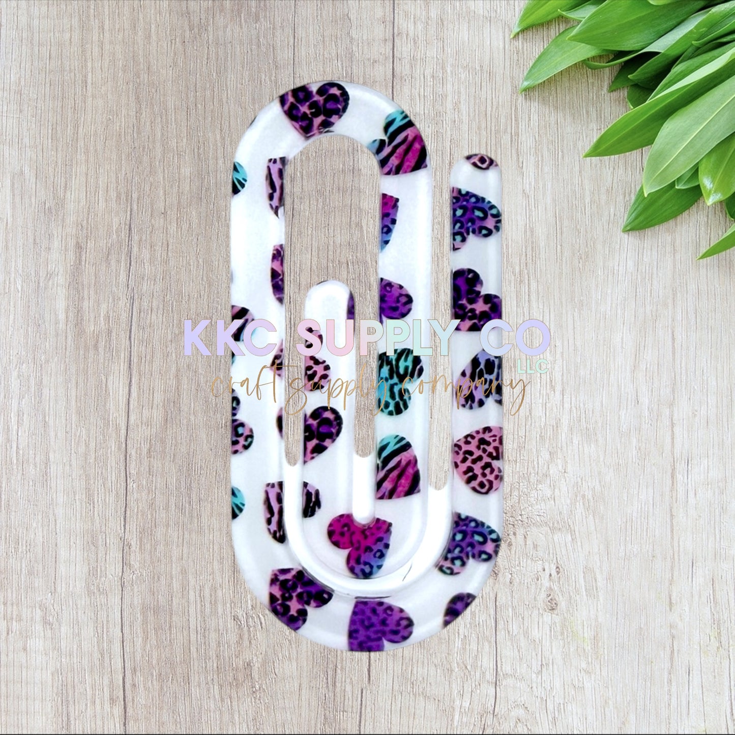 Jumbo Acrylic Printed Paperclip-Animal Print Hearts