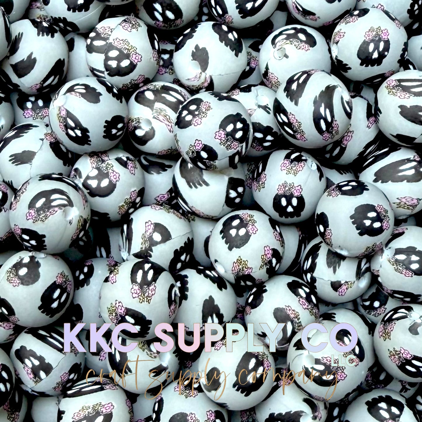 SP259-Cute Skulls Silicone Bead 15mm