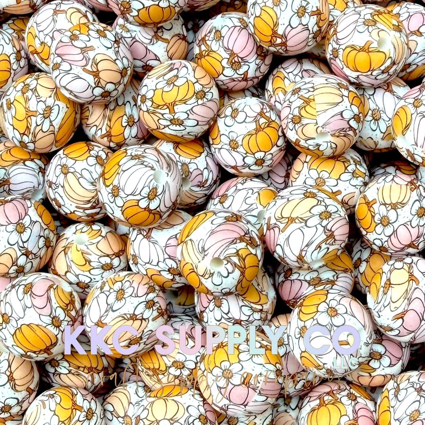 SP255-Pretty Pumpkins Silicone Bead 15mm