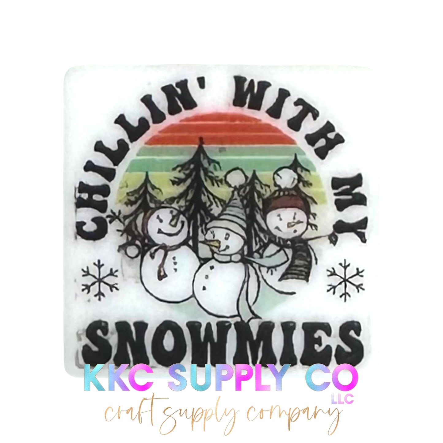 Chillin With My Snowmies Square Silicone Focal Bead