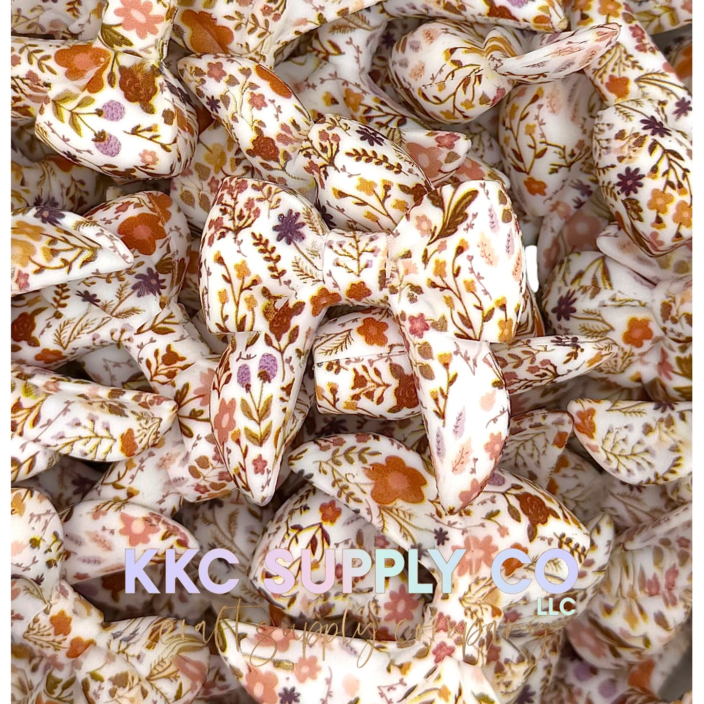 SP285-Autumn Meadow Printed Silicone Beads (15mm, 65mm ring, and bow)