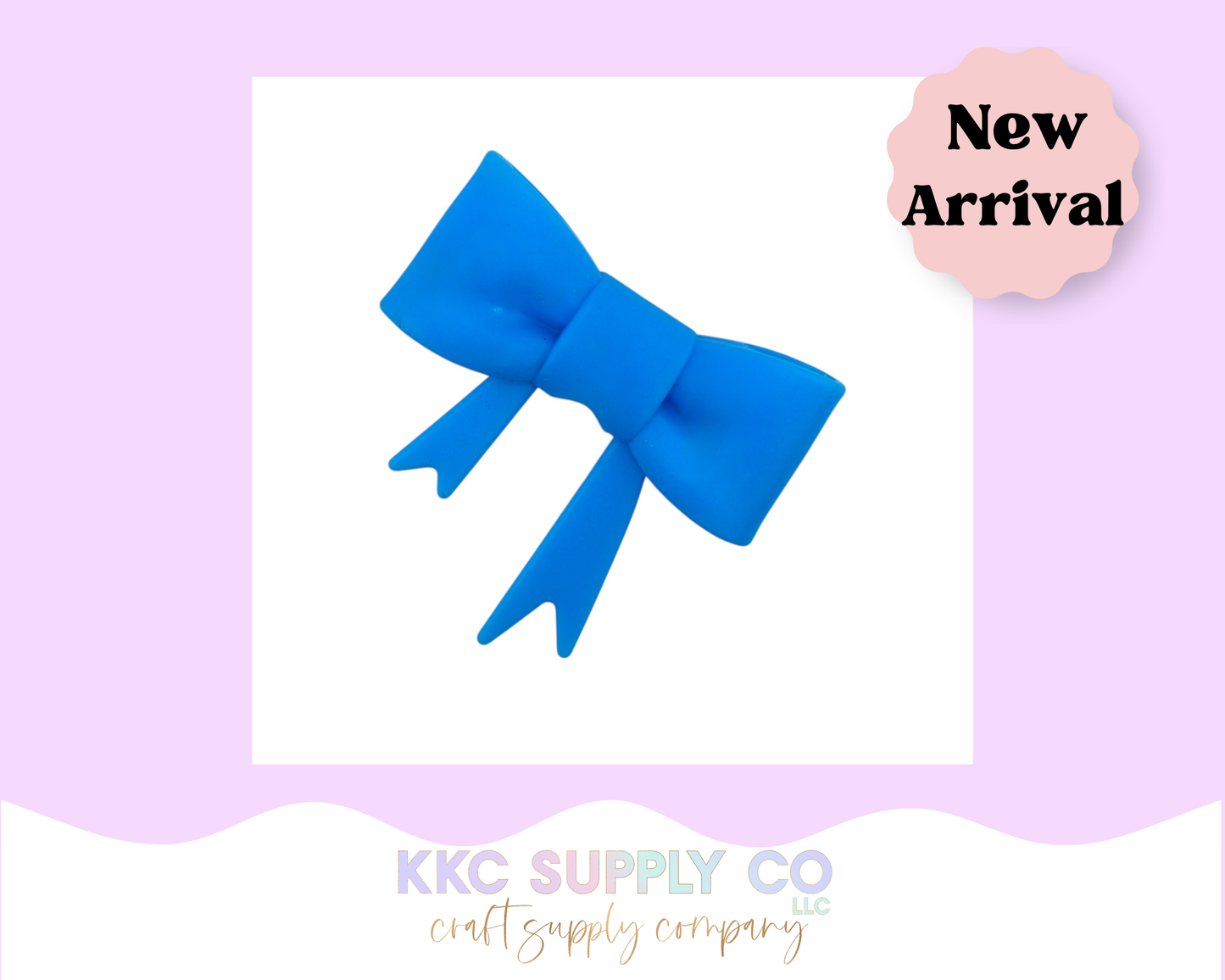 Bold Blue Large Bow Silicone Focal Bead