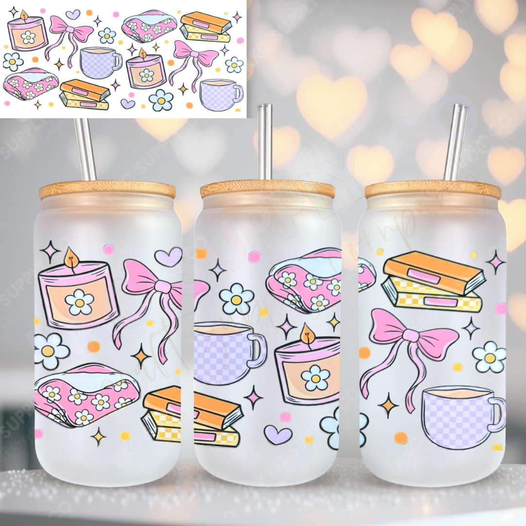 UV16747-Cozy Book Necessities 16oz UV DTF Wrap