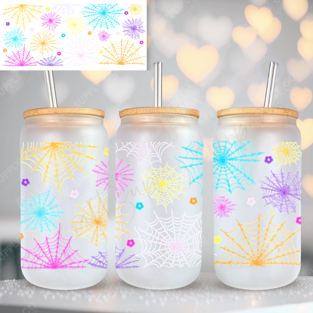UV16755-Colorful Spider Webs 16oz UV DTF Wrap
