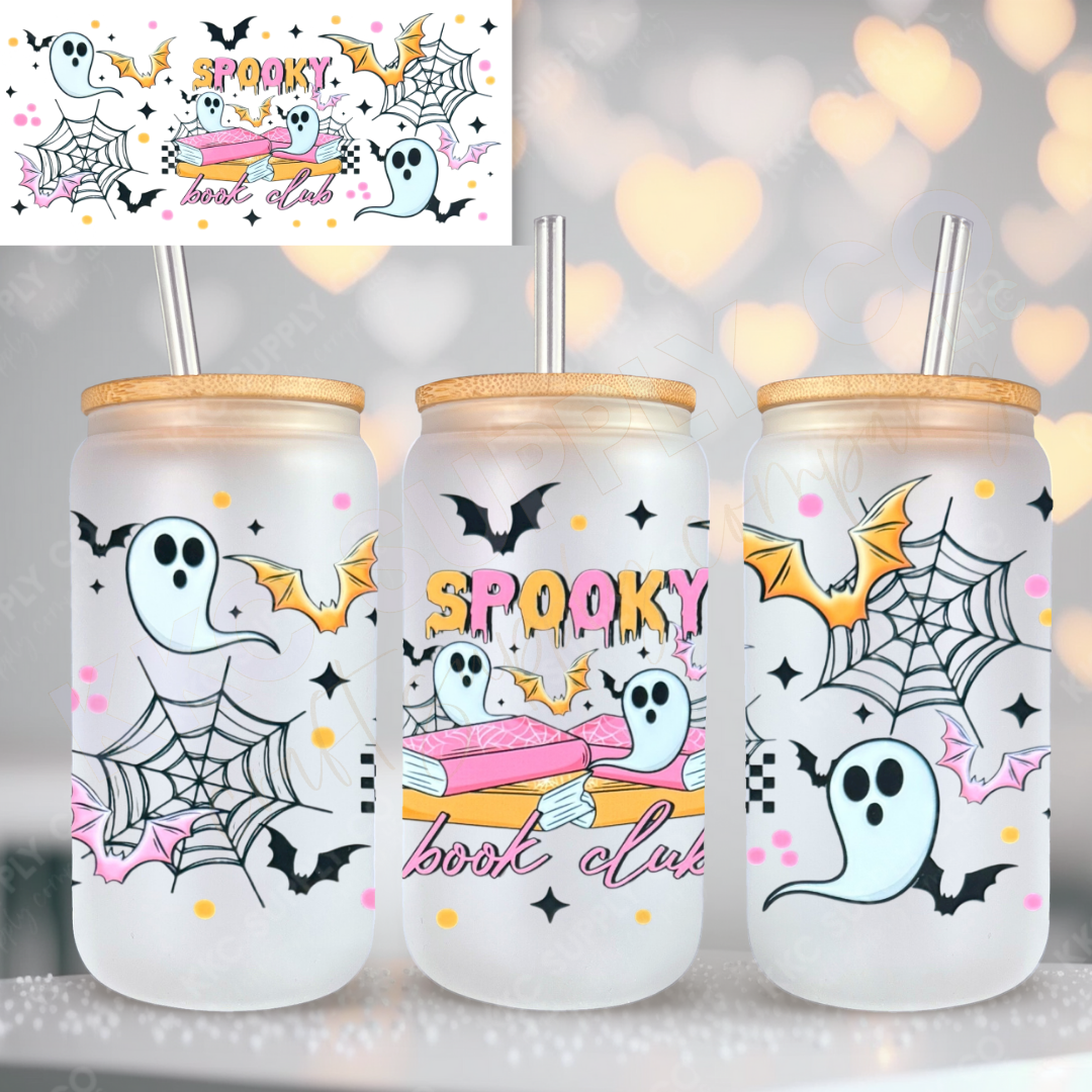 UV16768-Spooky Book Club 16oz UV DTF Wrap