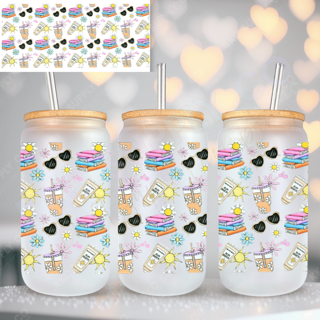 UV16750-Summer Book Club 16oz UV DTF Wrap