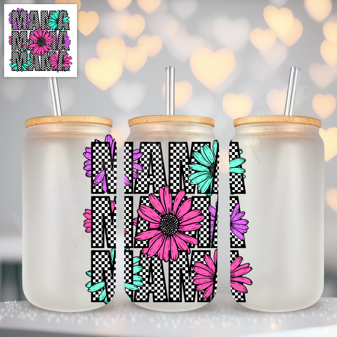 UV16679-Checker Daisy Mama UV DTF Decal