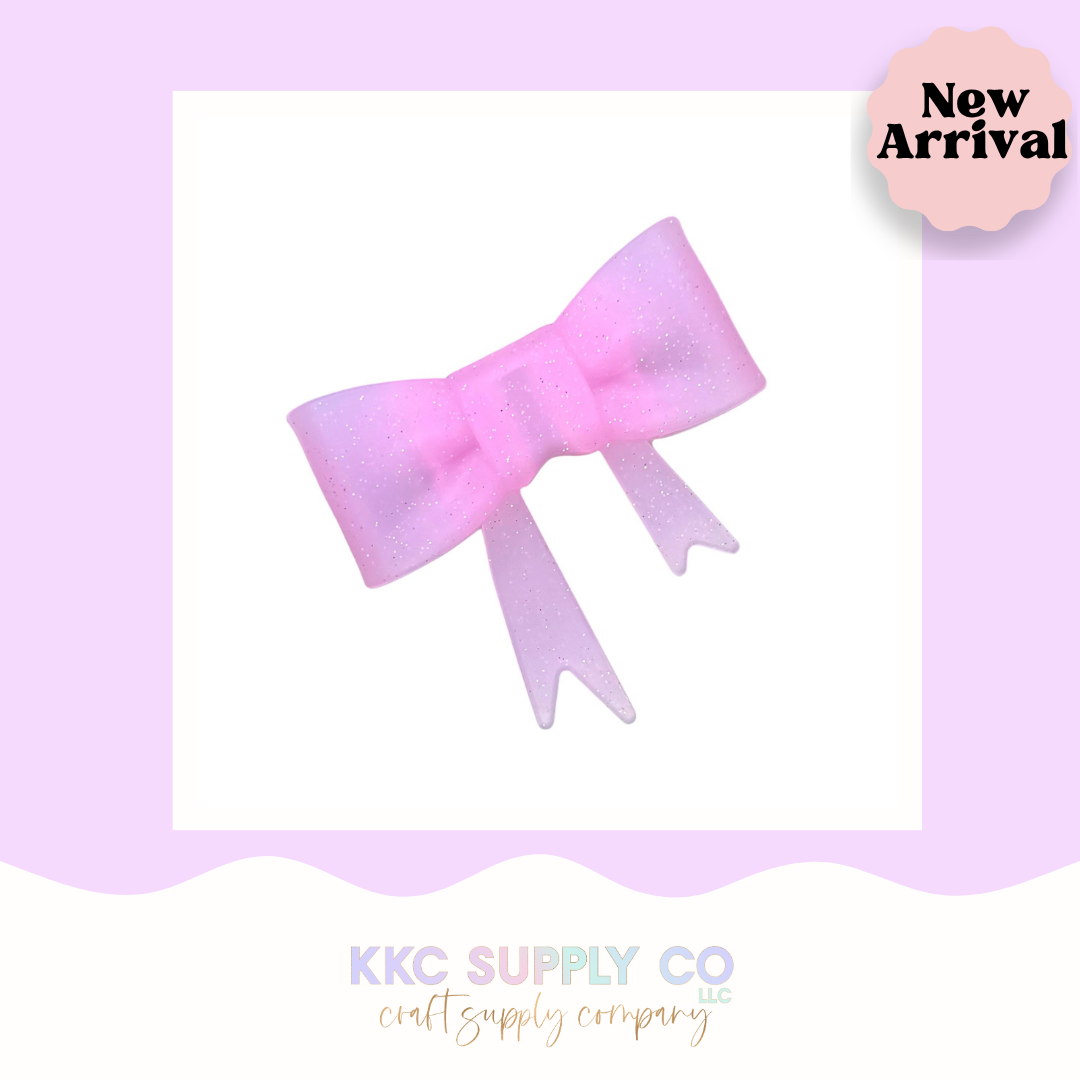 SG37-Light Pink Glitter Large Bow Silicone Focal Bead