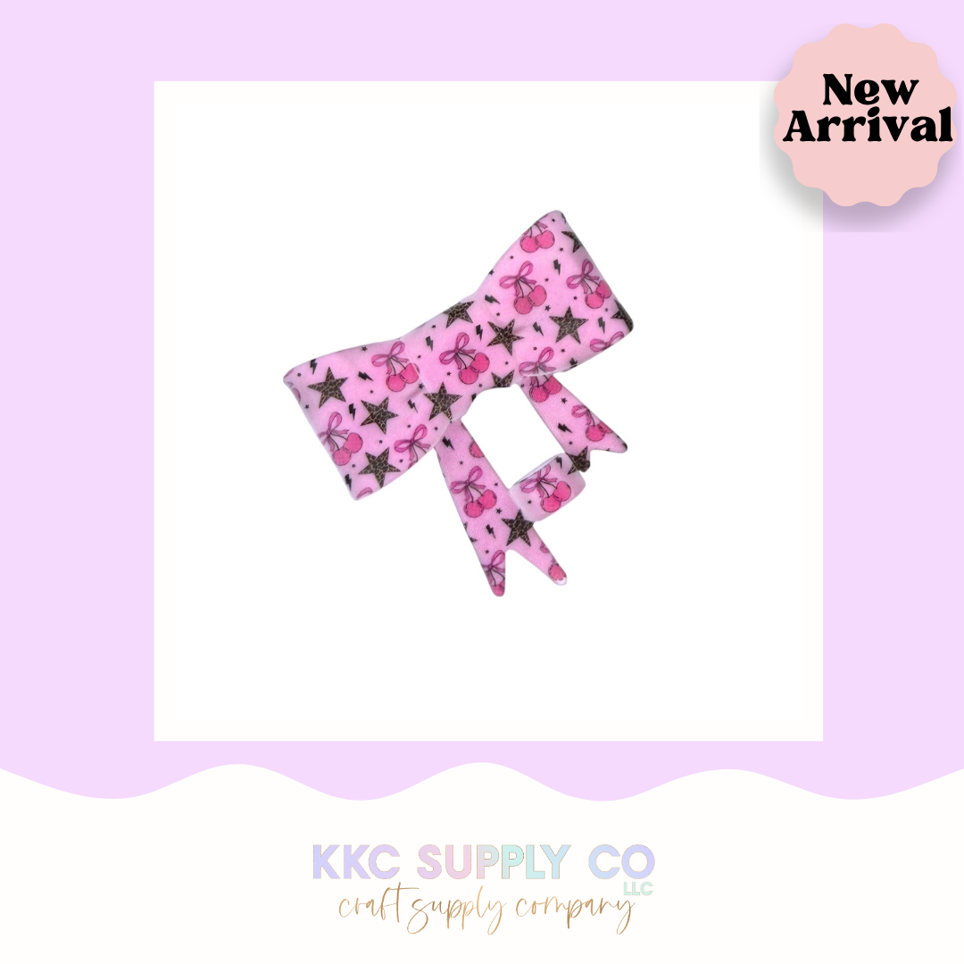 Cherry Stardust Large Bow or Straw Topper Silicone Focal Bead