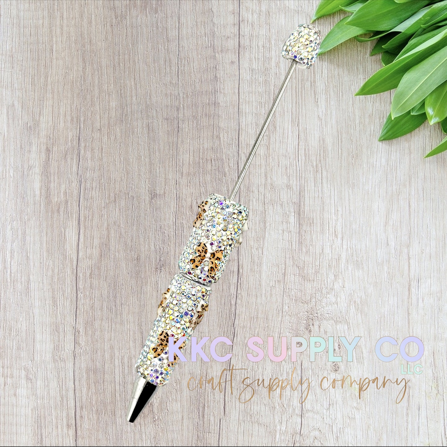 Leopard Bow Rhinestone Beadable Pen