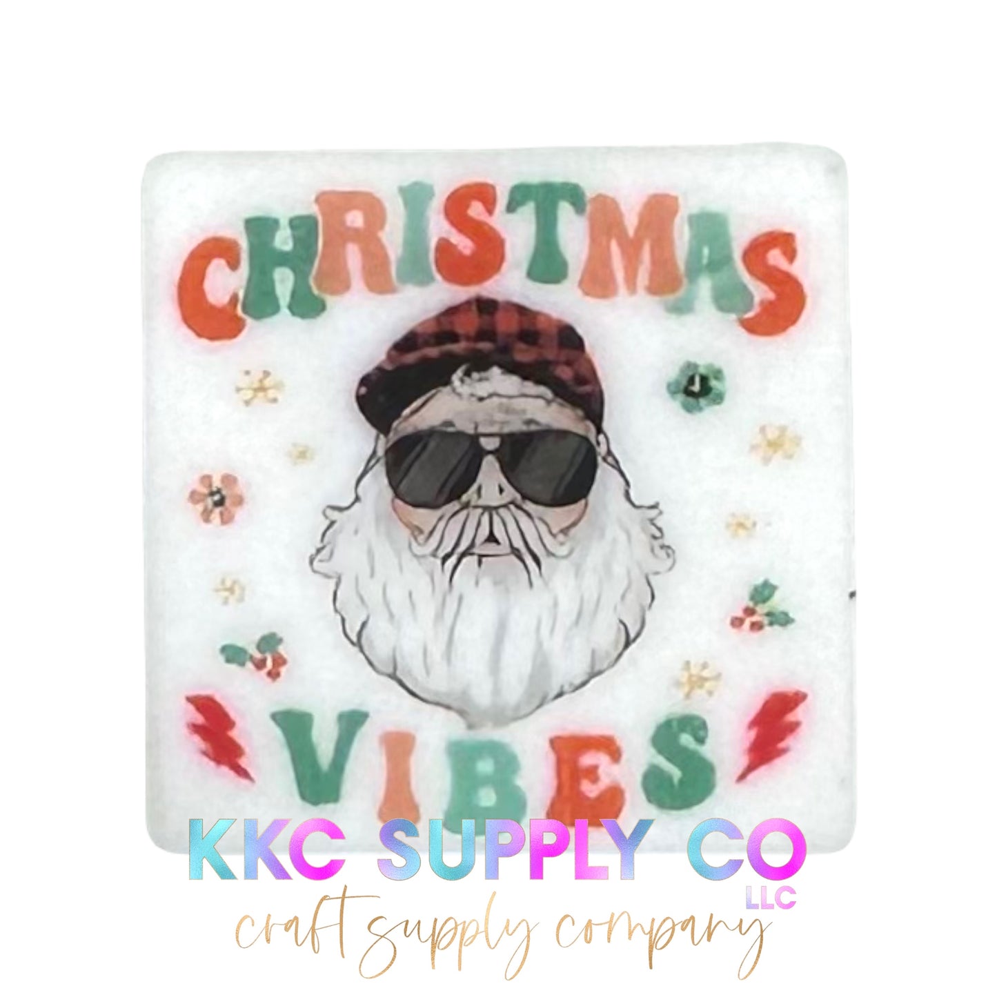 Christmas Vibes Square Silicone Focal Bead