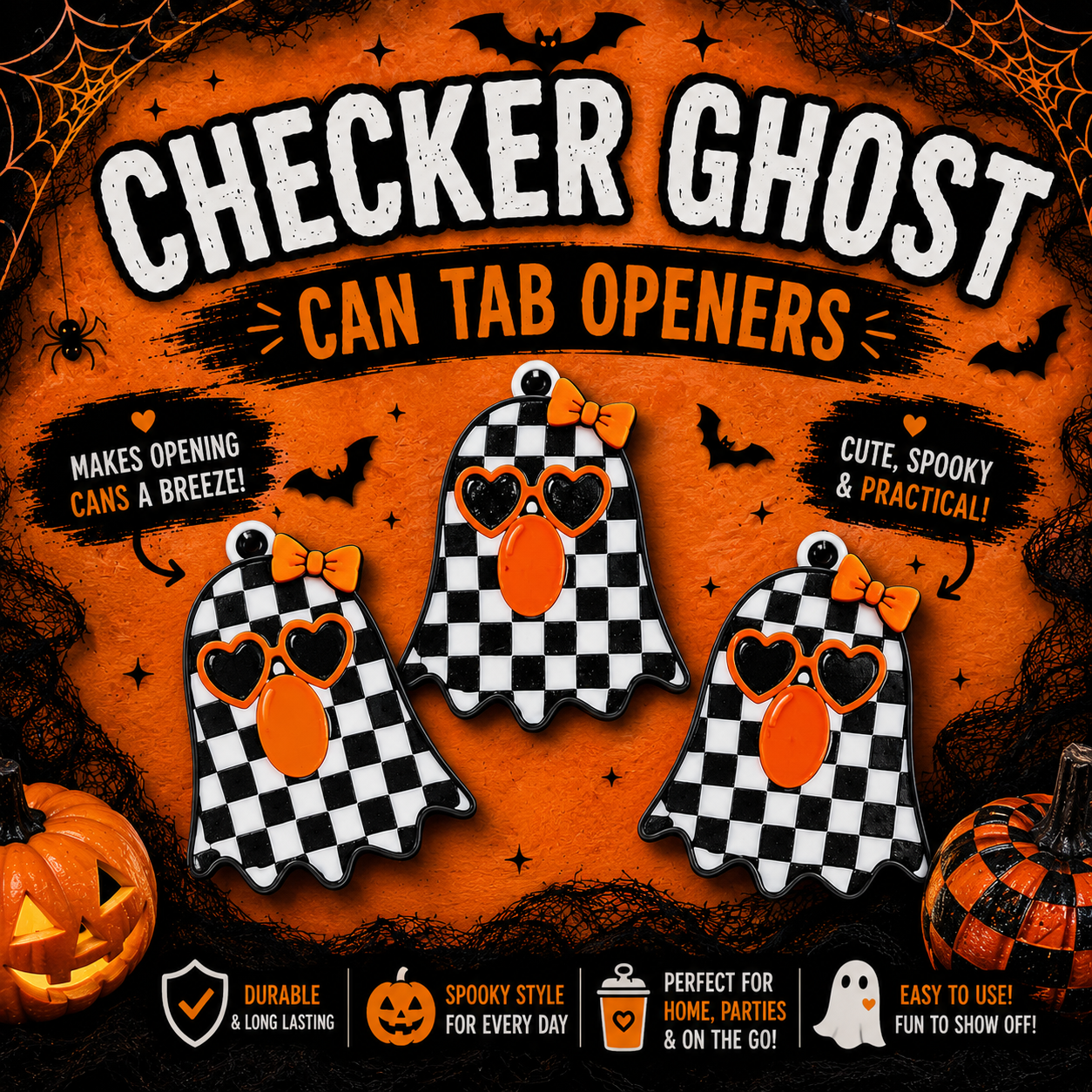 3D Printed Bubble Boo Ghost Soda Tab Opener Keychain