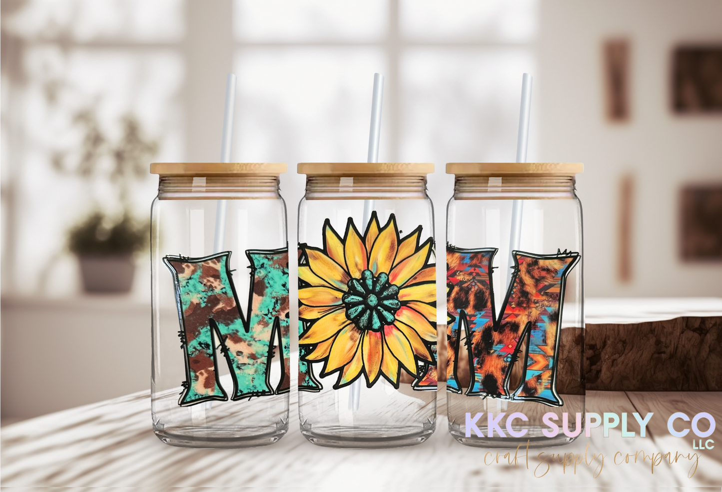 UV16422-Sunflower Mom 16oz UV DTF Large Decal