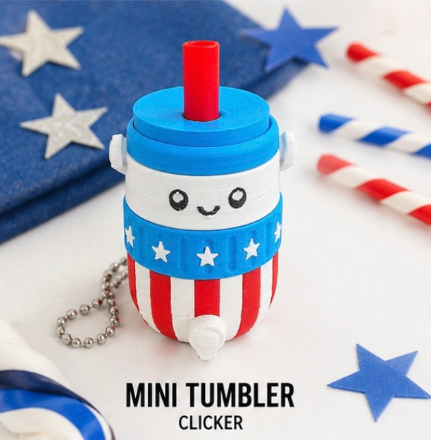 3D Printed Patriotic Mini Tumbler Clicker Fidget Keychain