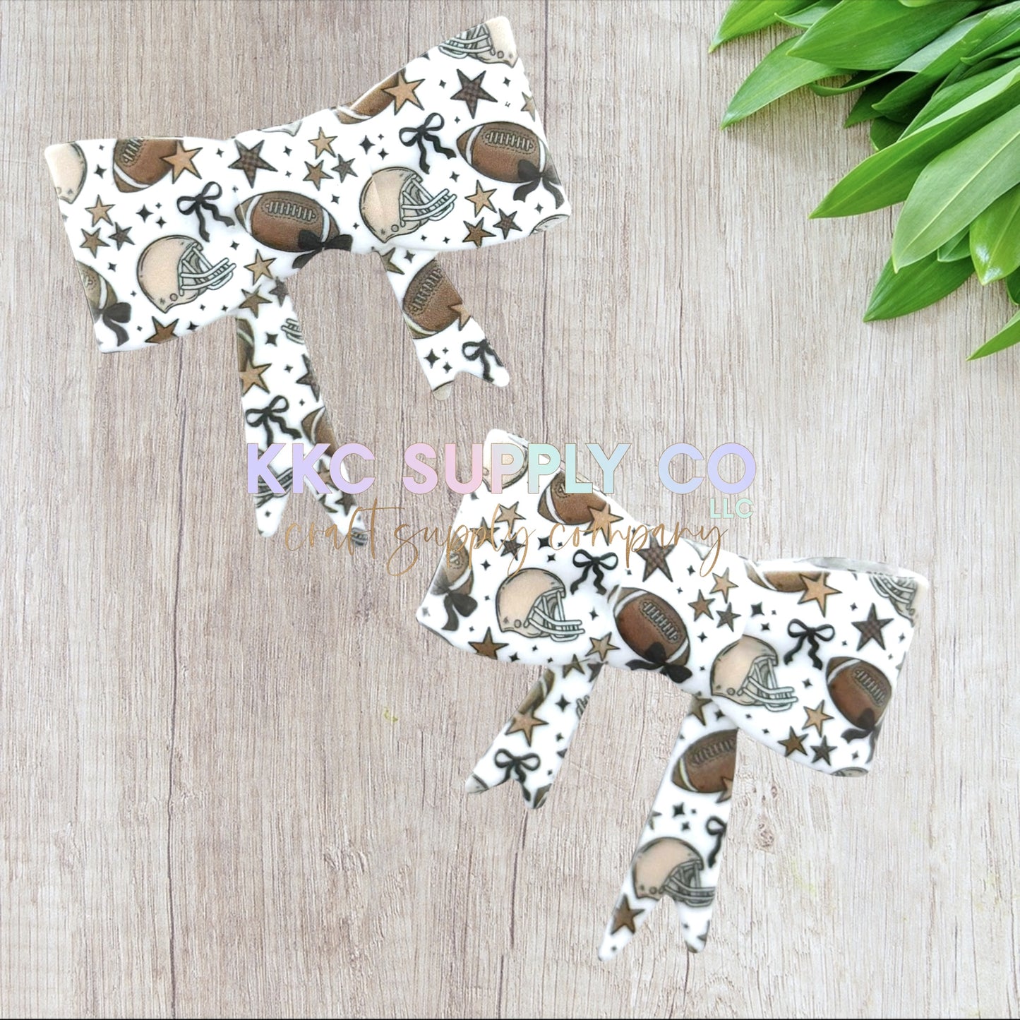 Bows and Football Large Bow Silicone Focal Bead