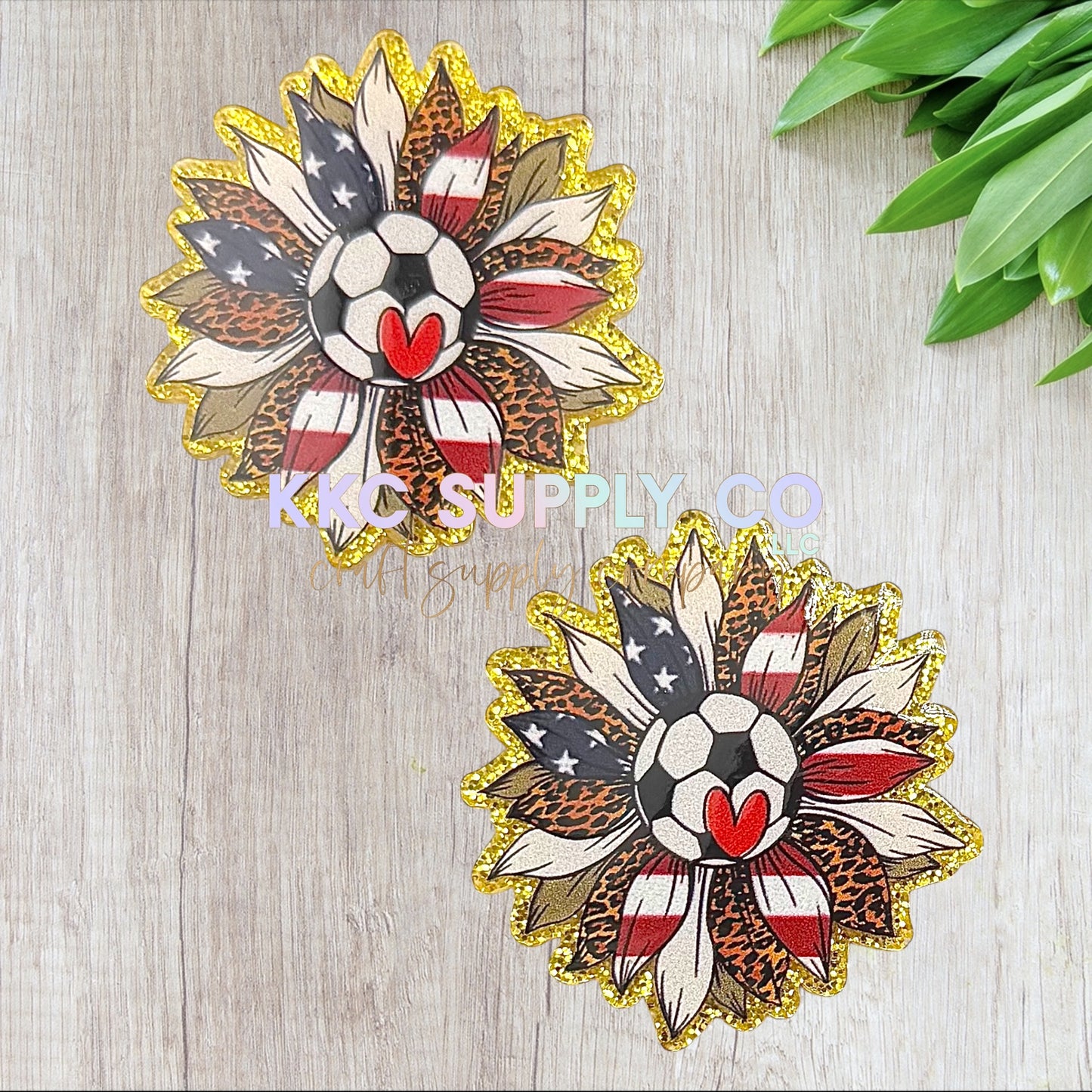 AT93-Soccer Sunflower-Acrylic Flatback