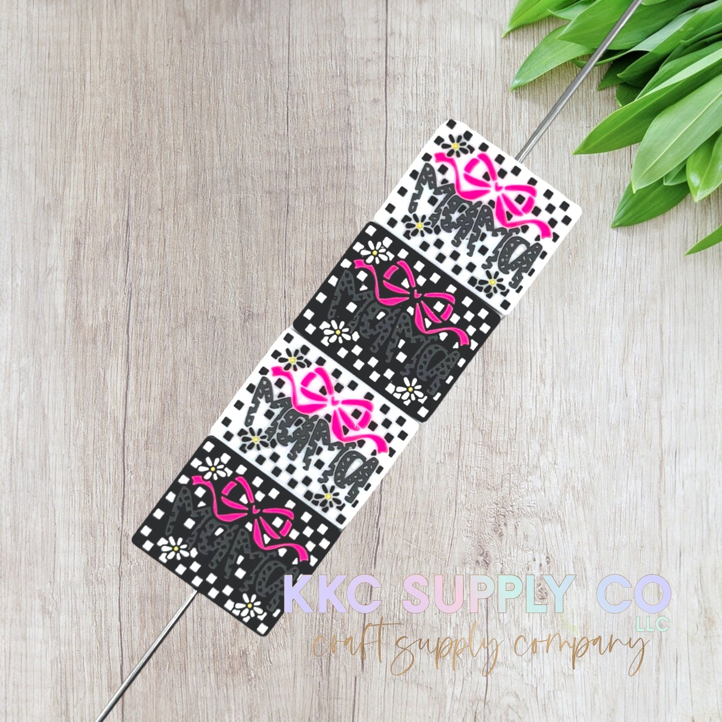 Checker Coquette Mama Silicone Focal Bead - Custom