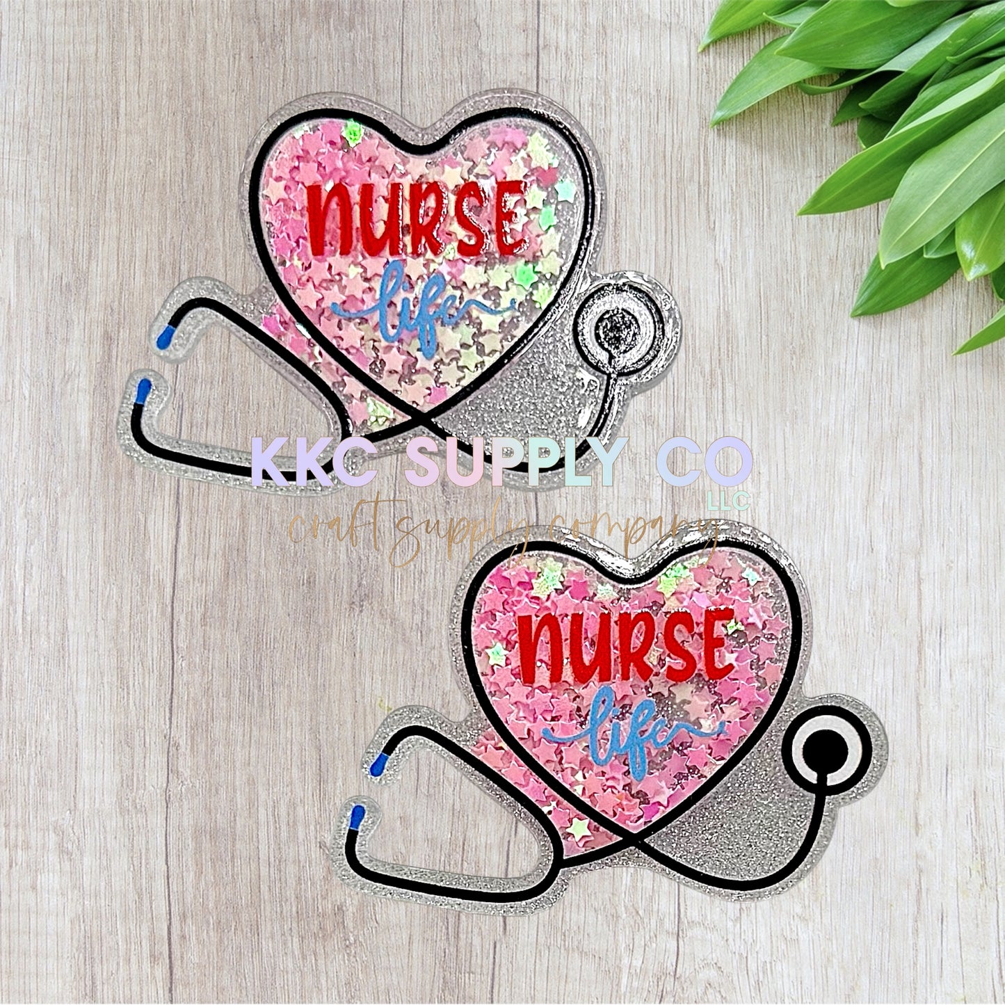 AT46-Nurse Stethoscope Glitter Shaker-Acrylic Flatback
