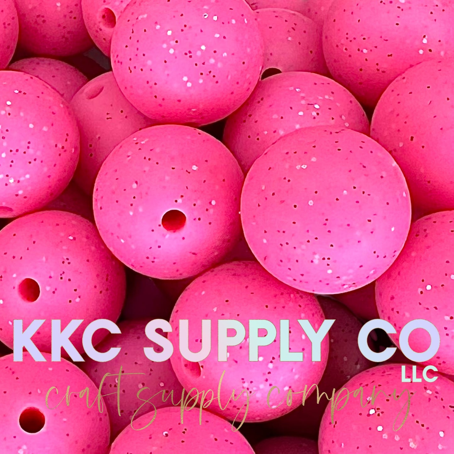 SG12-Pink with Black and Silver Glitter Solid Silicone Bead 15mm