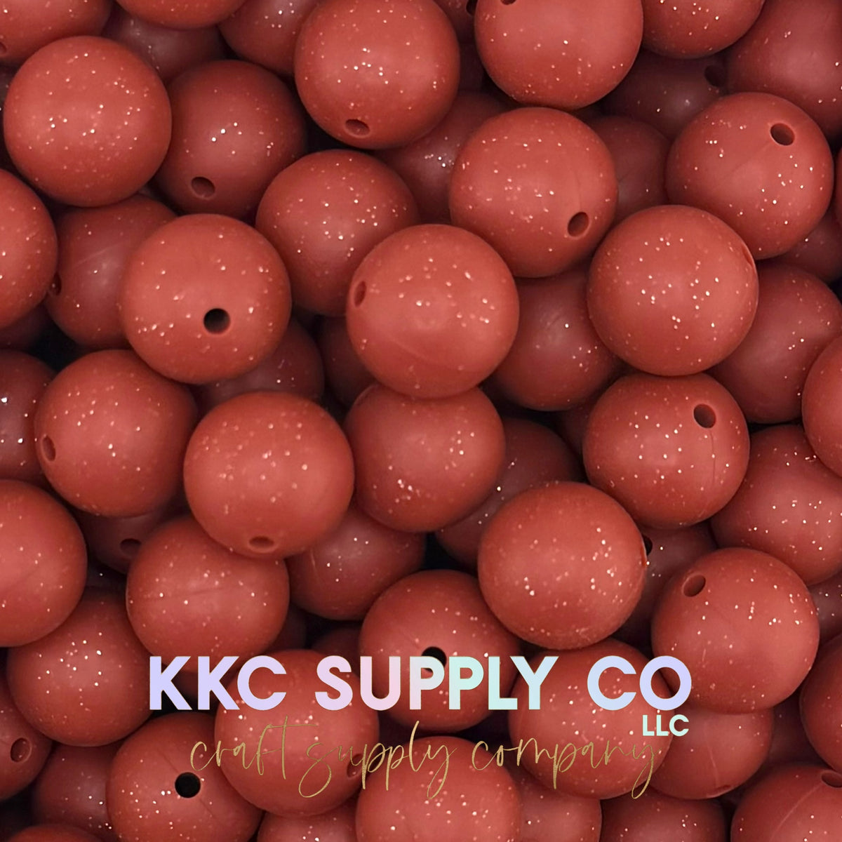 Terracotta 15mm glitter beads