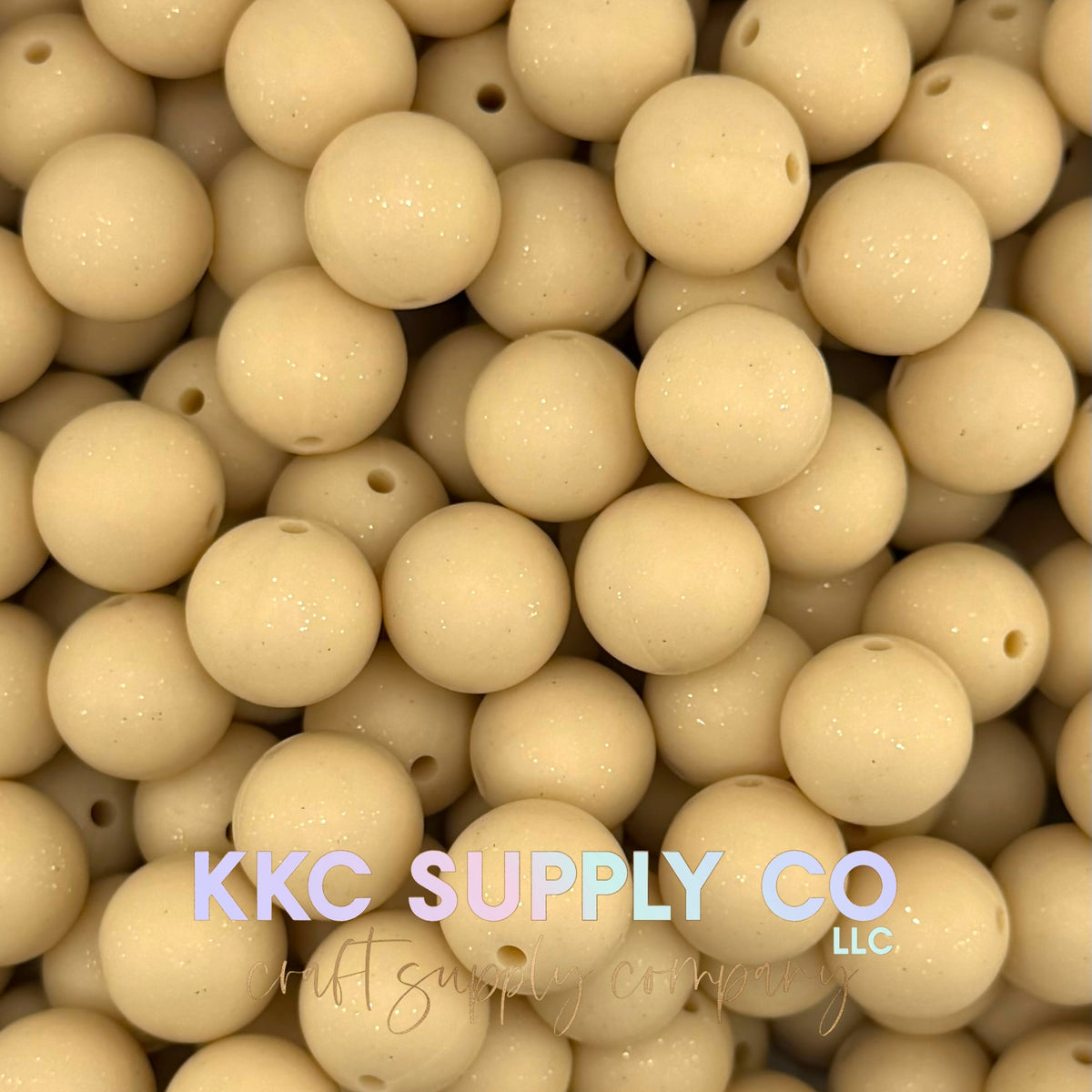 Cream 15mm glitter beads