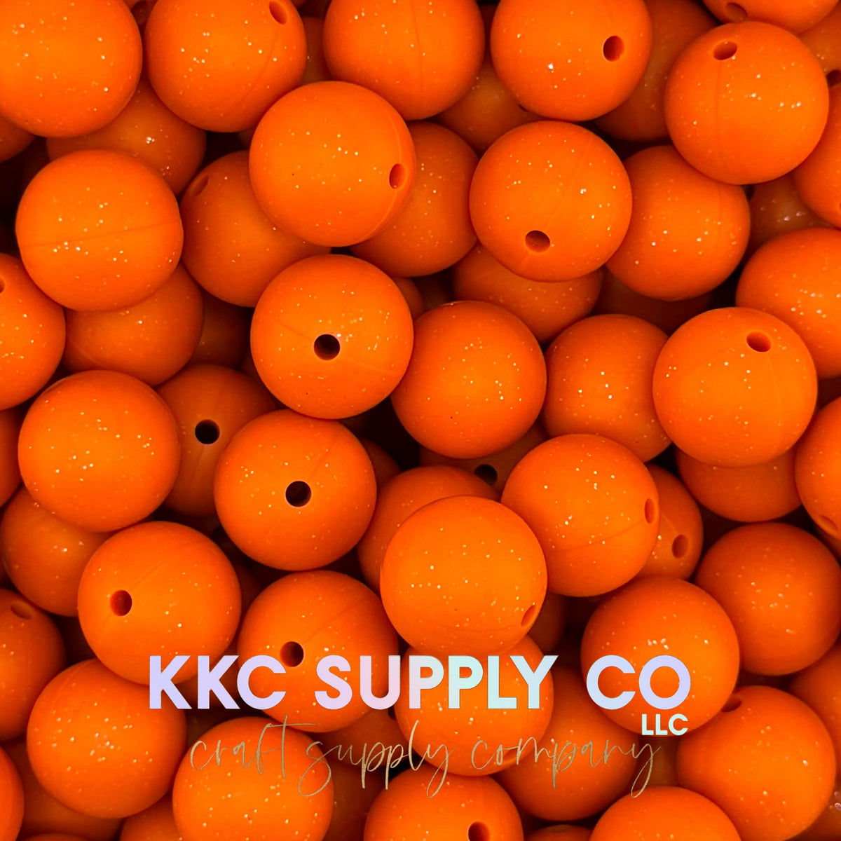 Orange 15mm glitter beads