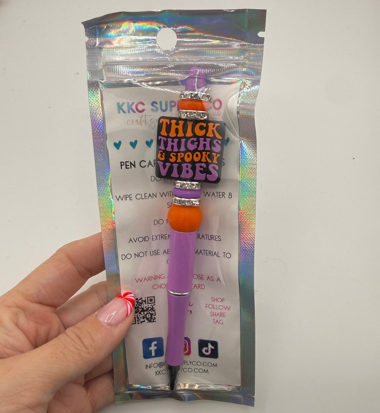 Thick Thighs and Spooky Vibes Pre-Made Beadable Pen