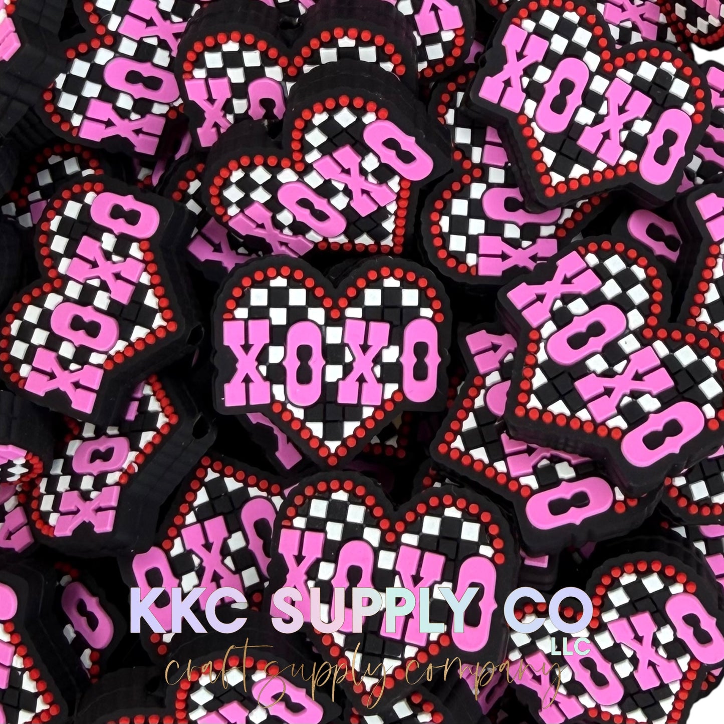 XOXO Checker Silicone Focal Bead