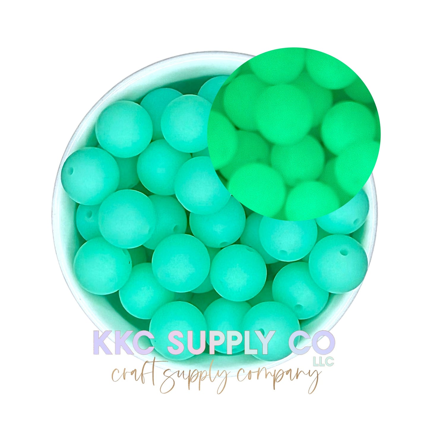 SGL02-Neon Teal Silicone Glow Beads