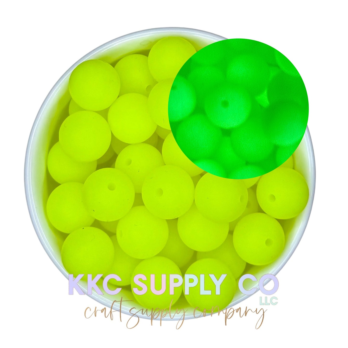 SGL11-Neon Yellow Silicone Glow Bead 15mm