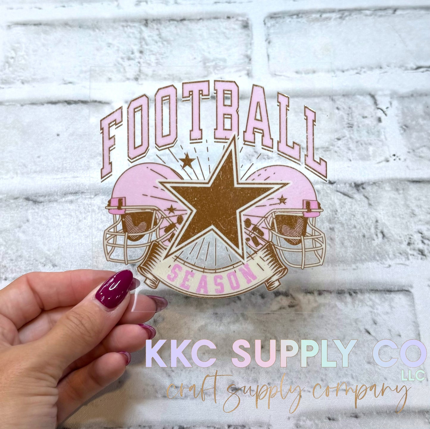 UV16105-Pink Football Season UV DTF Decal
