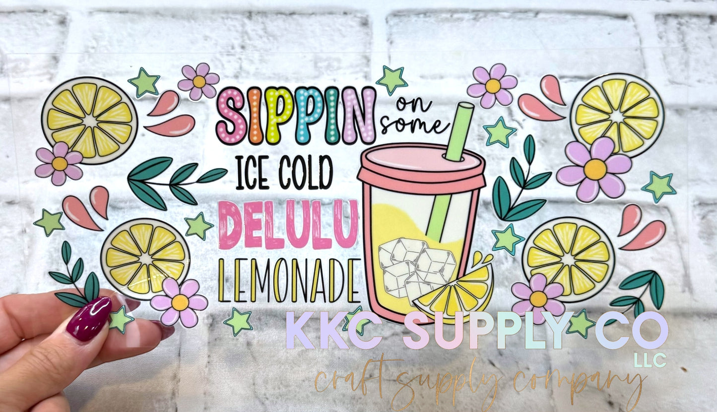 UV1646-Sippin On Some Ice Cold Delulu Lemonade 16oz UV DTF Wrap