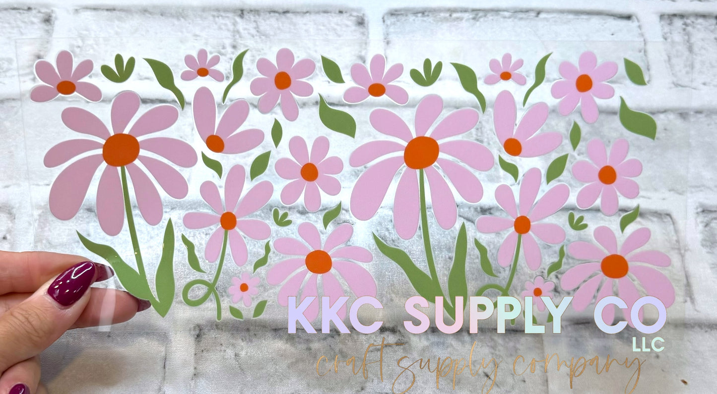 UV1643-Pink Daisies 16oz UV DTF Wrap