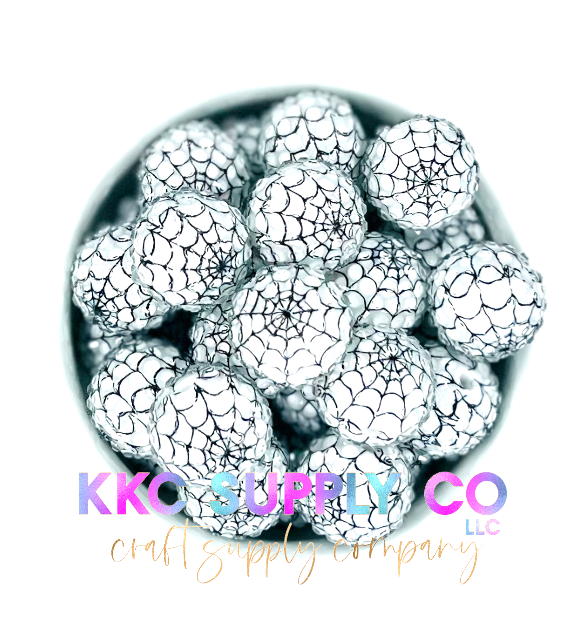 Spider Web Clear Jelly Resin Rhinestone Bubblegum Bead 20mm