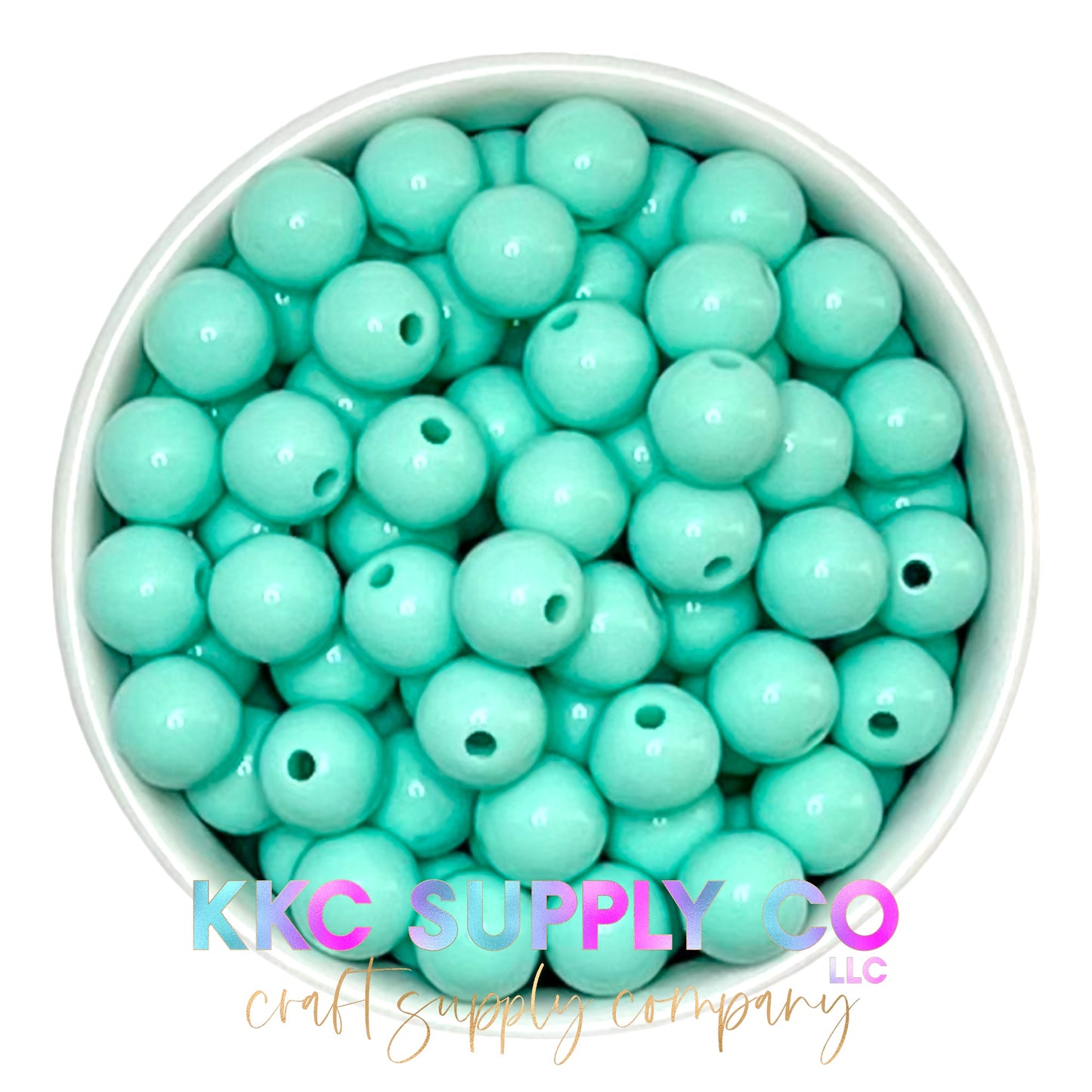 Mint Green Solid Bubblegum Bead 12mm
