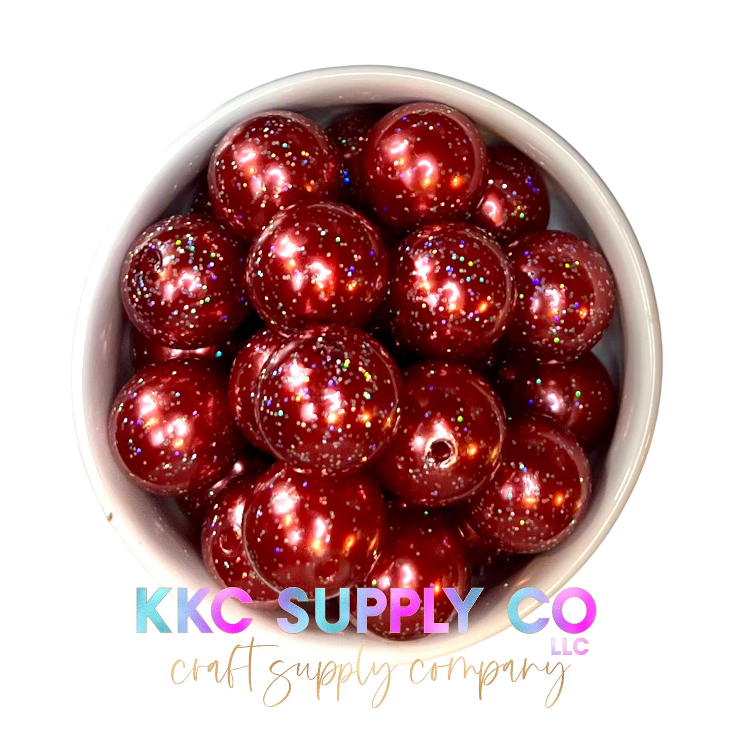 Red Glitter Bubblegum Bead 20mm