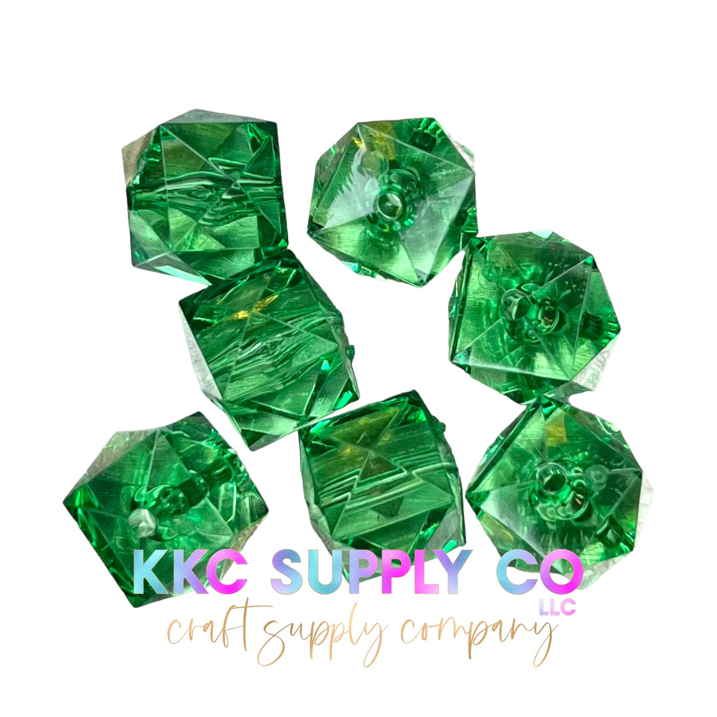 Green Jelly Faceted Bubblegum Bead 20mm